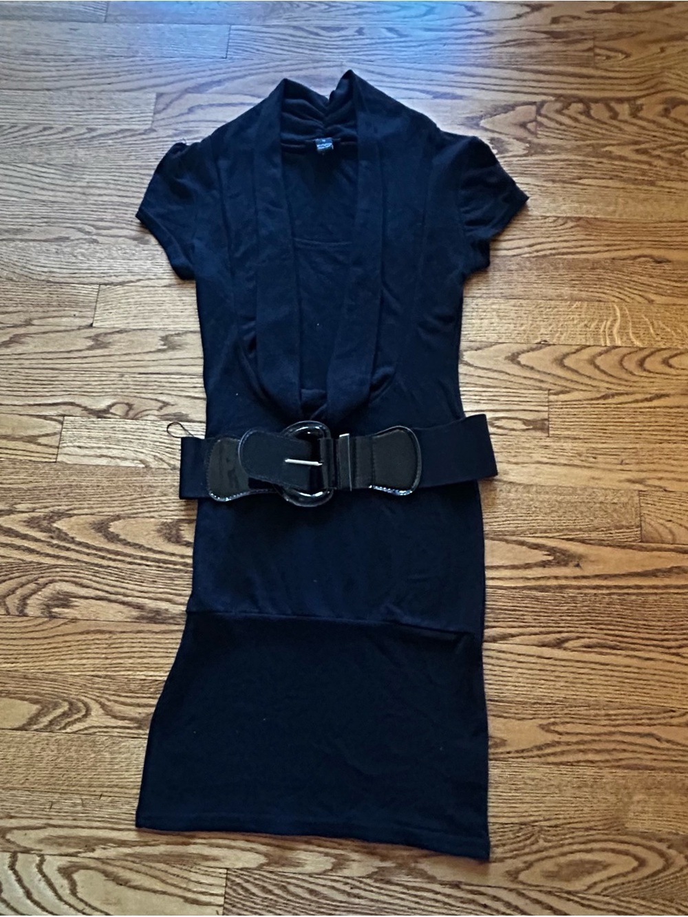Black Wide Elastic Belt with Decorative Buckle